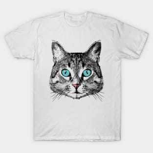 Cat Face With Blue Eyes T-Shirt